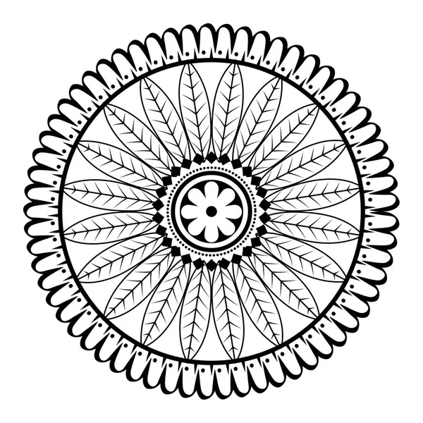 Mandala monocromática e circular — Vetor de Stock