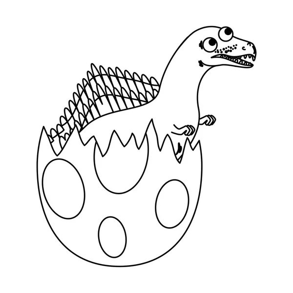 Милый новорожденный Spinosaurus разорвать скорлупу — стоковый вектор