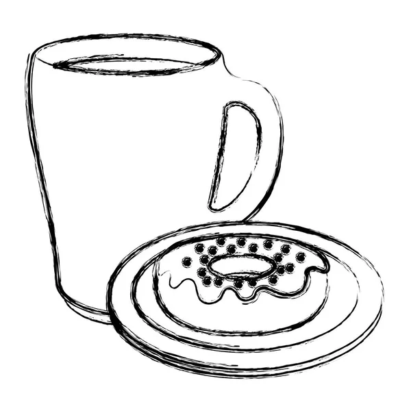 Taza de café con rosquillas dulces — Vector de stock