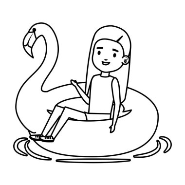 flaman şamandıra ile sevimli küçük kız bayan