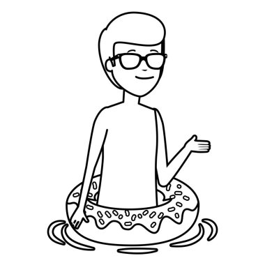 Mayolu ve yüzer vaziyette genç bir adam.