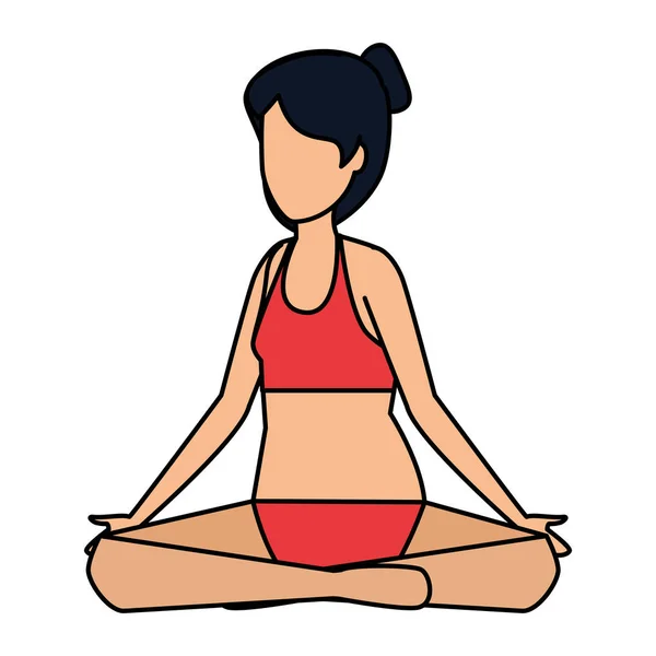 Yoga yapan mayolu güzel kadın — Stok Vektör