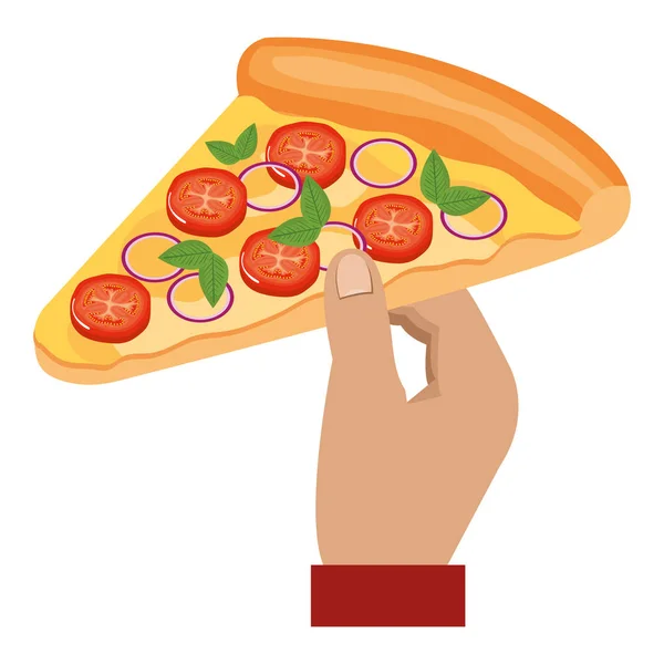 Χέρι με ιταλική μερίδα πίτσας — Διανυσματικό Αρχείο