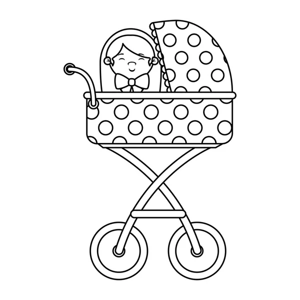 Cart with cute little boy baby — Stock Vector