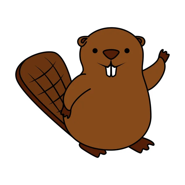 Bonito castor mascote animal ícone — Vetor de Stock