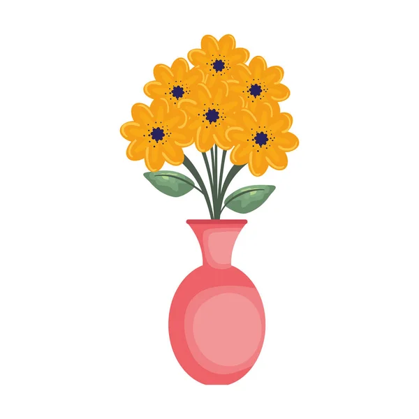 Florero con flores icono vector ilustración — Vector de stock