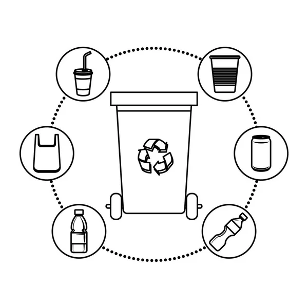 Recycle afval met recycle pijlen — Stockvector