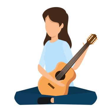 Gitar çalan genç bir kadın