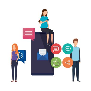 akıllı telefon ve sosyal medya menüsüne sahip gençler