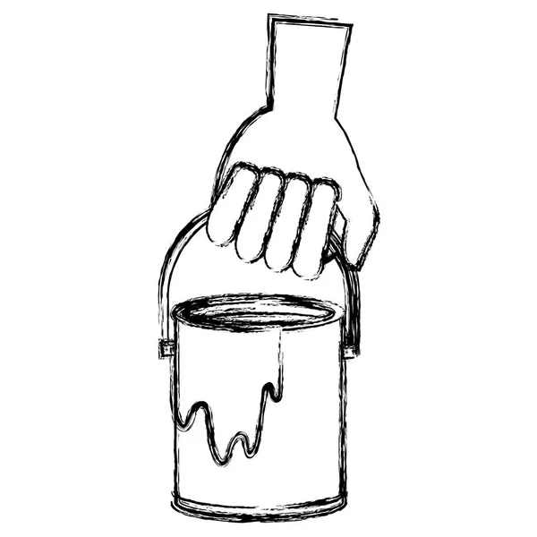 Main avec pot de peinture — Image vectorielle