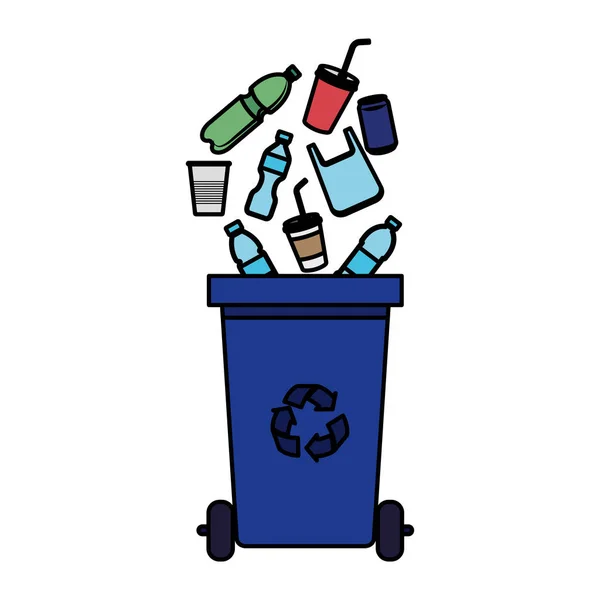 Abfall mit Kunststoffprodukten recyceln — Stockvektor