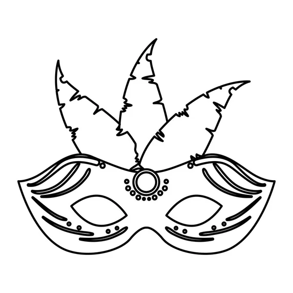 Máscara de carnaval con plumas vector ilustración — Vector de stock