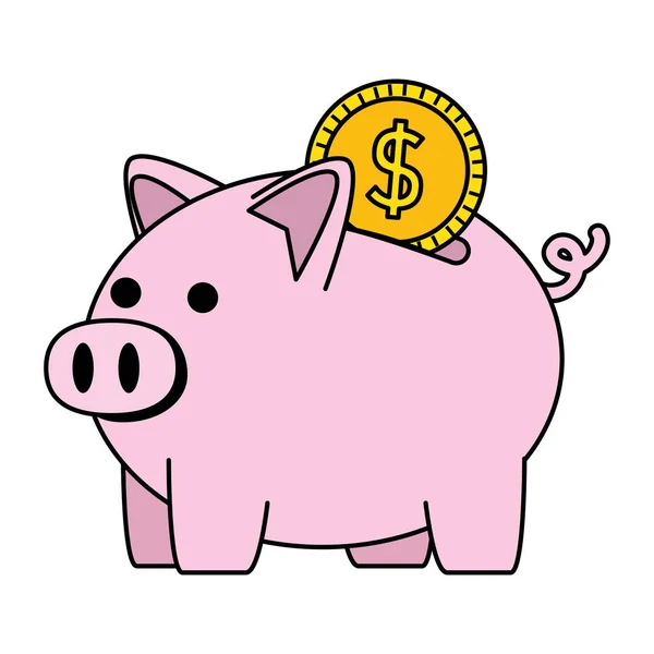 Piggy oszczędności z pieniędzmi monet — Wektor stockowy