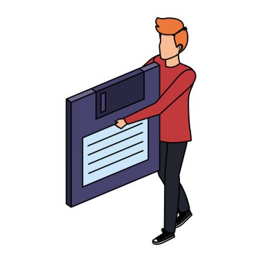 Genç adam disket veri deposunu kaldırıyor