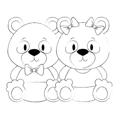 sevimli ve güzel ayılar Panda Çift karakter