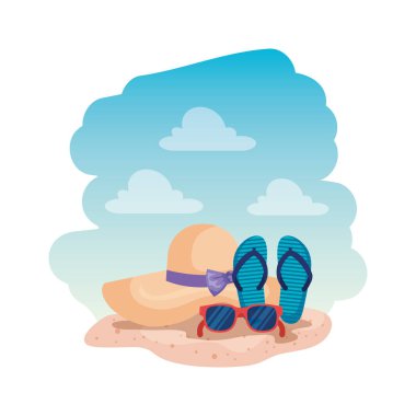 sandalet ve kadın şapka ile yaz güneş gözlüğü