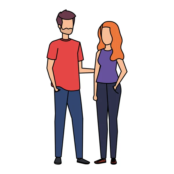 Genç çiftler karakterleri avatarlar — Stok Vektör