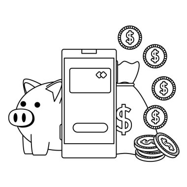 kredi kartı ve para simgeleri ile akıllı telefon