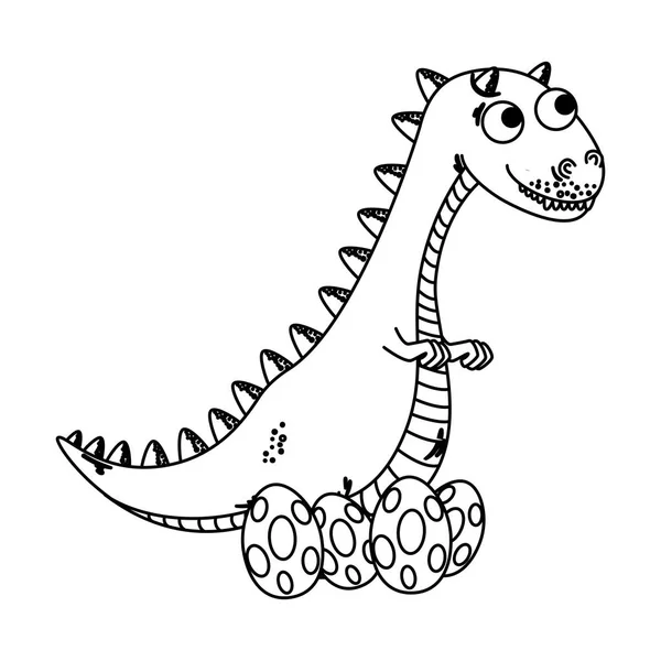 Μητέρα Τυραννόσαυρο Rex φροντίδα των αυγών τους χαρακτήρα κόμικ — Διανυσματικό Αρχείο