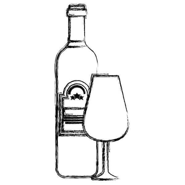 Vin flaska med kopp — Stock vektor