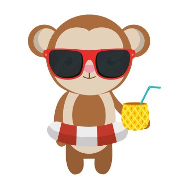 şamandıra ve ananas kokteylile sevimli maymun