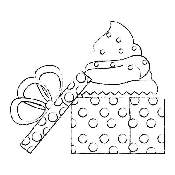 Sweet Cupcake gebakje in gift — Stockvector