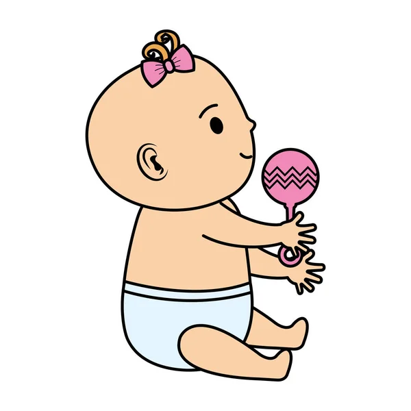 Χαριτωμένο μικρό κοριτσάκι με κουδούνι χαρακτήρα — Διανυσματικό Αρχείο