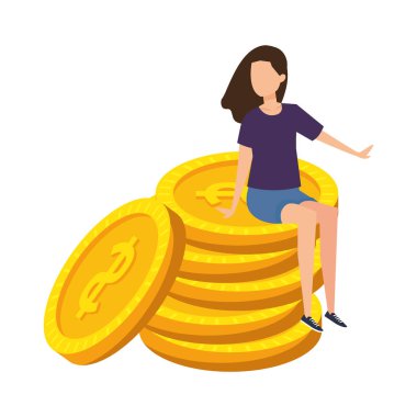 genç kadın para nakit para dolar oturmuş
