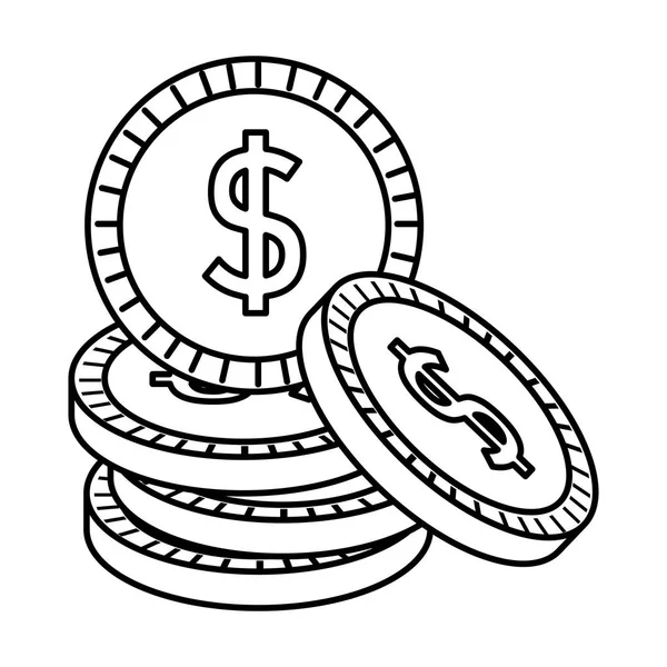 Munten contant geld dollar pictogram — Stockvector