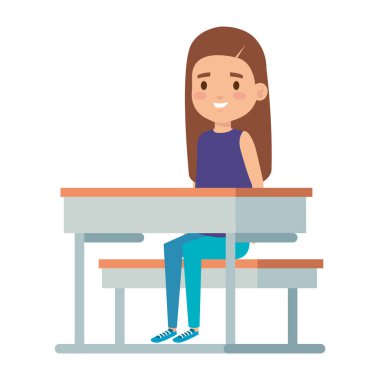 okul masasında sevimli küçük öğrenci kız