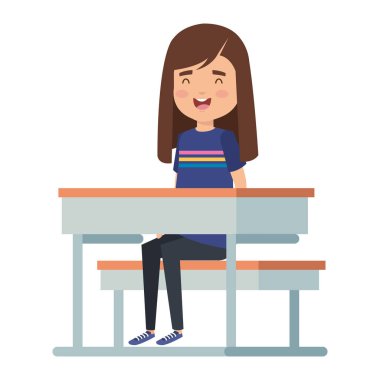 okul masasında sevimli küçük öğrenci kız