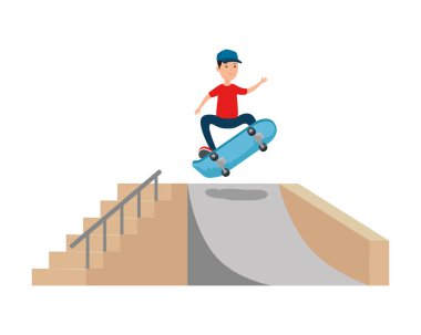 rampada kaykay mutlu genç çocuk