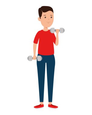 mutlu atletik çocuk ağırlık kaldırma