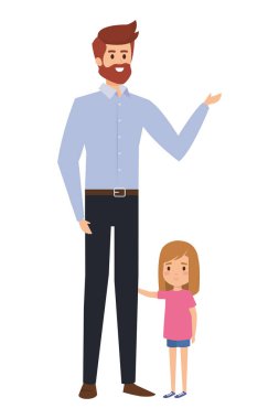 sakallı ve kızı olan yetişkin baba