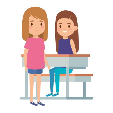 okul masasında sevimli küçük öğrenciler kız