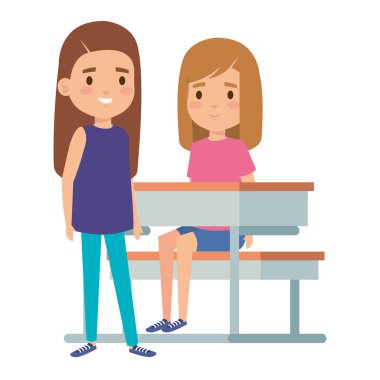 okul masasında sevimli küçük öğrenciler kız