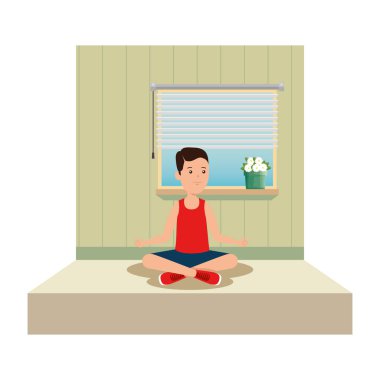 spor salonunda yoga yapan mutlu atletik çocuk