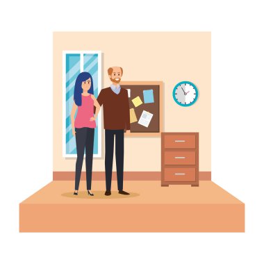 okul sınıfında öğretmen çift