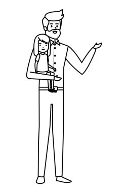 sakallı ve kızı olan yetişkin baba