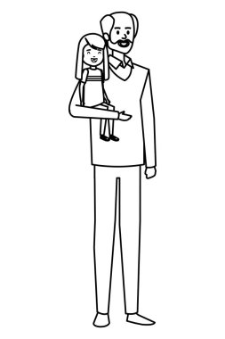 sakallı ve kızı ile yetişkin baba kel