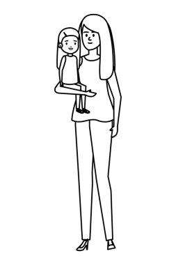 küçük kızı karakterleri ile güzel anne