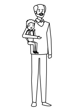 sakallı ve oğlu karakterleri ile yetişkin baba kel