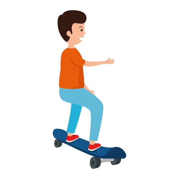 Glücklicher kleiner Junge im Skateboard — Stockvektor