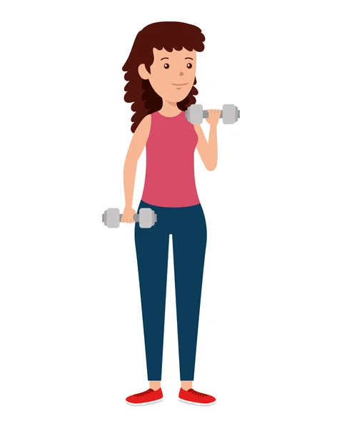 Mutlu atletik kız ağırlık kaldırma — Stok Vektör