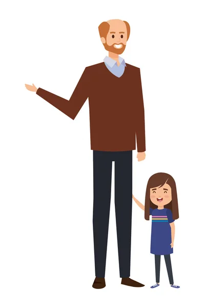 Дорослий батько лисий з бородою і дочкою — стоковий вектор