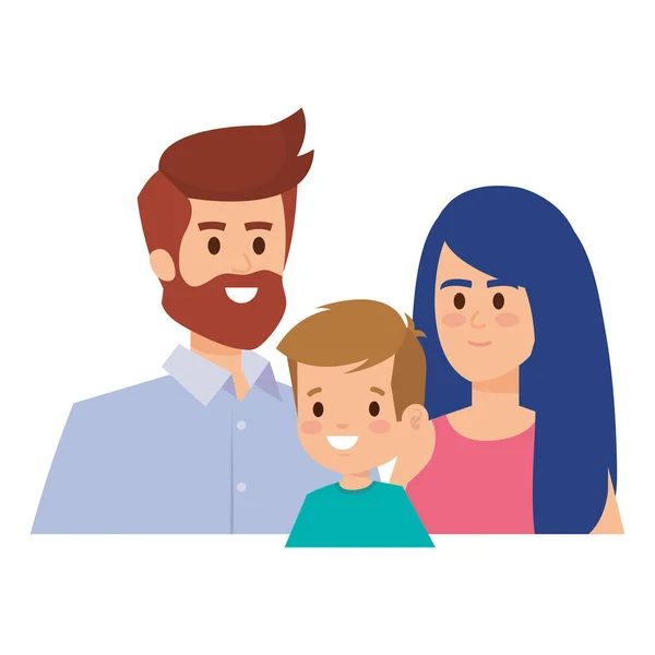 Adultos padres pareja con pequeño hijo — Vector de stock