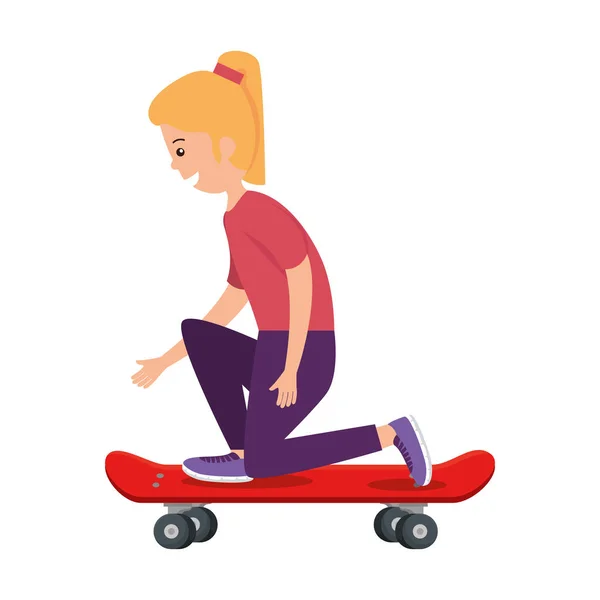 Felice ragazza in skateboard — Vettoriale Stock
