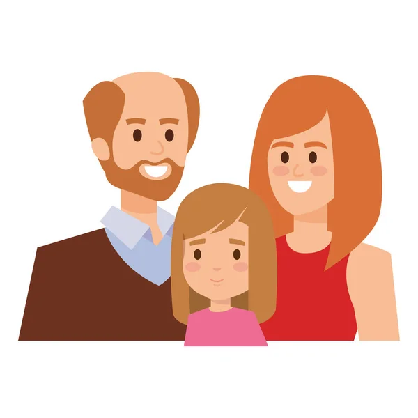 Взрослые родители пары с маленькой дочерью — стоковый вектор