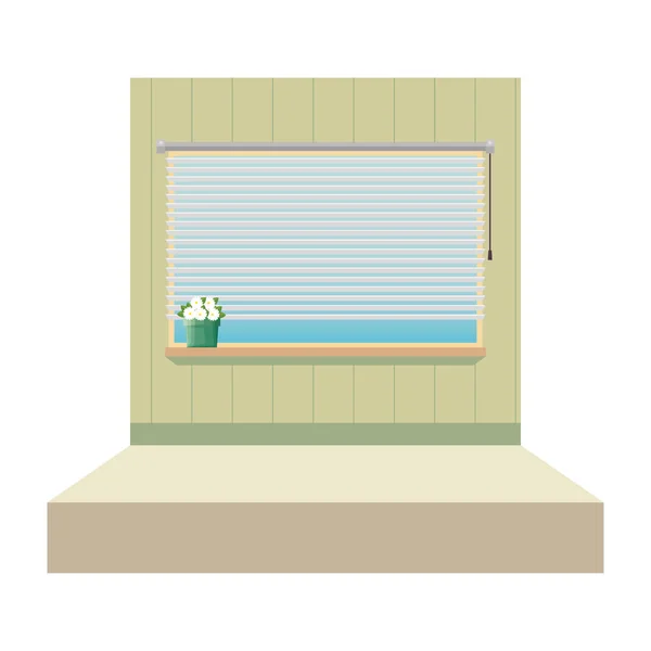 Window with blind with house plant indoor scene — Stock vektor