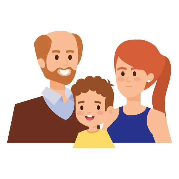 Adultos padres pareja con pequeño hijo — Vector de stock